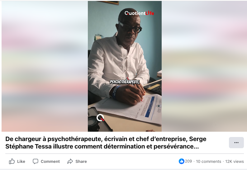 Portrait de Serge Baresi Tessa – QuotientLife Facebook
