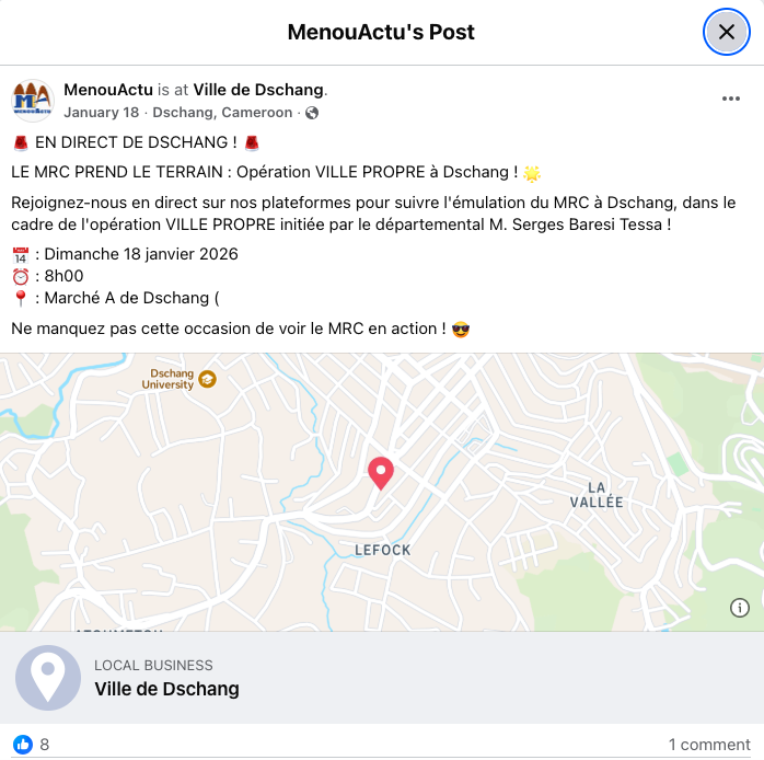 En direct de Dschang – MRC Opération Ville Propre